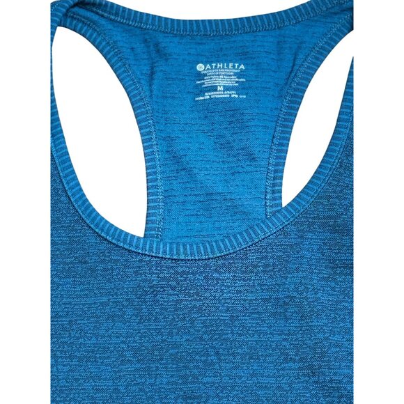 Athleta Womens Racerback Tank Top Medium Blue Heathered Sleeveless Athletic Wear - Picture 4 of 7